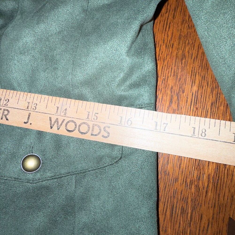 Vintage Evan-Picone Olive Faux Suede Utility Safari Jacket Zip Front‎ Size 8 - Picture 13 of 13
